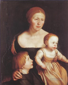 100 の偉大な芸術 Painting - ハンス・ホルバインの若い頃のホルバイン夫人と子供たちカタリーナとフィリップの肖像